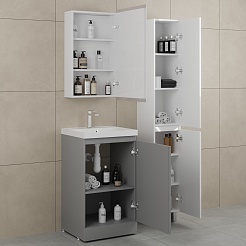 Style Line Тумба с раковиной Батлер 50 серая Люкс антискрейтч Plus – фотография-7